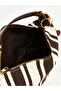 Brown Striped Canvas Women's Shoulder Bag - 5