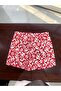 Red and White Abstract Print High-Waist Shorts - 5