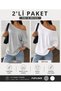Printless Basic Oversized Women's 2-Pack Boat Neck T-Shirt