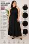 Plus size black halter neck long dress xxl slim fit stretchy fabric stylish casual dress - 2