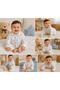 Baby Boy Dinosaur Patterned Pajama Set Cotton Long Sleeve Buttoned Ecru Seasonal Comfortable Sleep Set 2-Piece - 2