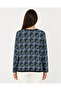 Women's Patterned Knitwear Round Neck Long Sleeve Blouse - 2