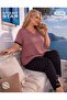 Angel Polka Dot Button Detailed Ring Viscose Plus Size Pajama Set