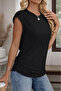 Women's short sleeve crew neck iskon blouse with side ruching - 3