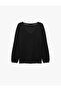 Lace Detailed V-Neck Long Sleeve Wool Blend Oversize Knitwear Sweater - 4