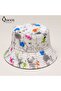Unisex Colorful Painted Graffiti Pattern Bucket Hat with Lettering Fisherman Hat Summer Sun Protection - 4