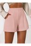 Women's Powder Pink High Waist No-Show Woven Fabric Shorts Summer Comfortable Fit