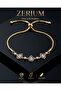 Women's Steel Elevator Bracelet with Drop Evil Eye Beads and Zircon Stones Series - 5