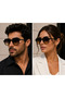 Unisex Black Geometric Sunglasses with Gradient Brown Lenses Uv400 Protection