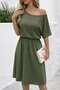 Women's Short Sleeve Off-The-Shoulder Kiloş Midi Viscose Dress - 3