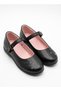 Girls Black Mary Jane Shoes with Flower Detail - 2