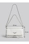Women's White Color Chain Strap Baguette Shoulder Bag with Zipper Detail - 5