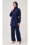 Women's Jacket with Rope Details, Pockets, Front Zipper, Sleeve Buttons, Elastic Waist Pants, Two-Piece Suit - 3