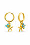 15mm Dangle Starfish and Flower Steel Earrings - 4