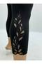 Plus Size Elastic Waist Lycra Skinny Leg Embroidery Detailed Short Slim Viscose Women's Tights - 4