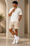 Premium Ribbed Ottoman Fabric Polo Collar Unisex T-Shirt and Shorts Set Women's and Men's Set