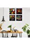 30x30 cm 4 Panel Black Gallery Wrapped Spice Canvas Set | Kitchen Wall Art | Chili Pepper Turmeric Herbs Cooking Decor | Ready to Hang - 2