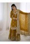 Yellow Heavy Faux Georgette Embroidered Sharara Suit Set - HRT7220 | Yellow-Size:M-38-Inches - 3