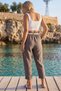 Italian Mink Pocketed Belted Elastic Waist Baggy Leg Casual 100% Linen Woven Trousers 85 60 - 8