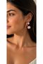 Women's Steel Gold Color Pink Pearl Detail Modern Design Hoop Earrings |   Stylish and Elegant