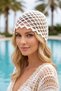 Women's White 100% Handmade Crochet Fishnet Beanie - Bohemian Casual Hat, Beach and Festival Accessory - 2