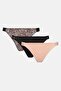 Women 3Pcs Animal Print Thong Panties, Multicolor - 2