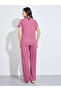Burgundy Palm Pocket Cotton Blend T-Shirt and Pyjama Set - 6