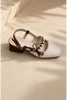 Women's Pearl Detailed Slingback Blunt Toe Mid-Heel Shoes – Black / Ecru / Mink - 2