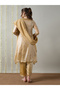 Gold Asymmetric Embroidered Kurta, Straight Pants and Dupatta Set - 4