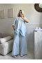 Baby Blue 100% Cotton Organic Fabric Standard Size 38/48 Compatible Elevator Detailed Six-Button Pants - 4