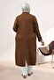 63017 Large Size Zippered Melange Linen Cap - Brown - 5