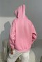 Women's Pink Striped Heart Printed Hooded Hoodie Sweatshirt - 4