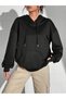 Women's Black Get Alon Wave Printed Hooded Hoodie Sweatshirt - 4