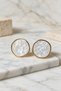 Women's Pearlescent Round Gold White Earrings - 2