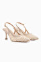 Camelia Beige Embroidered Women's Heeled Shoes - 3