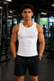 Slimfit Halter Neck Ribbed Men's Athlete Singlet Flexible Fabric Structure Black and White Color Double Set - 2