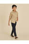 Boys Beige Long Sleeve Two Pocket Flap Shirt - 5