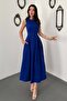 Women's Mustard Halter Neck Flared Dress