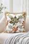 Watercolor Leaves and Autumn Branches Pattern Fringed Throw Pillow Cover - Bohemian Tassel Pillowcase
