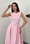 Women's Mustard Halter Neck Flared Dress - 3