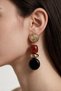 Women's Gold Burgundy Black Beaded Long Dangle Earrings