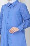 Women's Buttoned Blue Striped Hijab Shirt Dress - 7