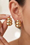 Gold Color Curved Retro Earrings - 3