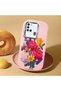 Samsung Galaxy A21S Compatible Case Camera Protective Pink Silicone Couple Phone Case with Floral Pattern - 2