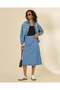 Women Blue Embellished Denim Skirt - 2
