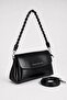 Women's Valeria Multi-Compartment Soft Leather Look Black Shoulder and Crossbody Bag with Adjustable Strap