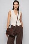 Women's Valeria Multi-Compartment Soft Leather Look Adjustable Strap Bitter Brown Shoulder and Crossbody Bag - 2