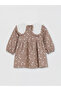 Brown Baby Collar Floral Baby Girl Gabardine Dress - 4