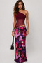 One-Shoulder Tulle Detailed Stretch Fabric Burgundy Blouse - 3
