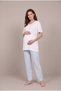 Women's Blue Volan Sleeve New Season Maternity Pajama Set with Dressing Gown - 2